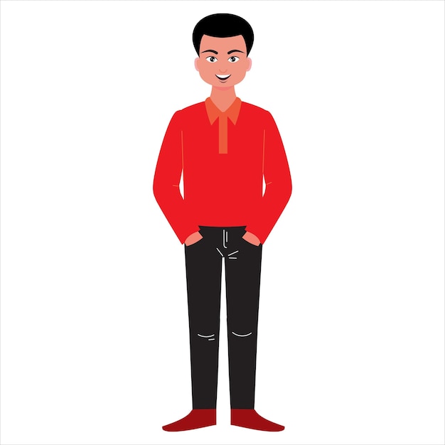 Vector cartoon young man standing design vector illustration