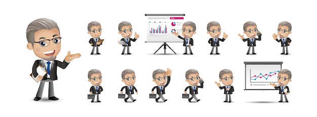 Cartoon young people business person set