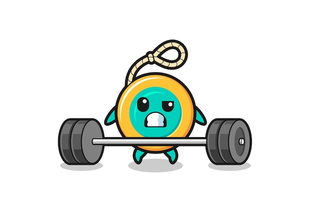 Cartoon of yoyo lifting a barbell