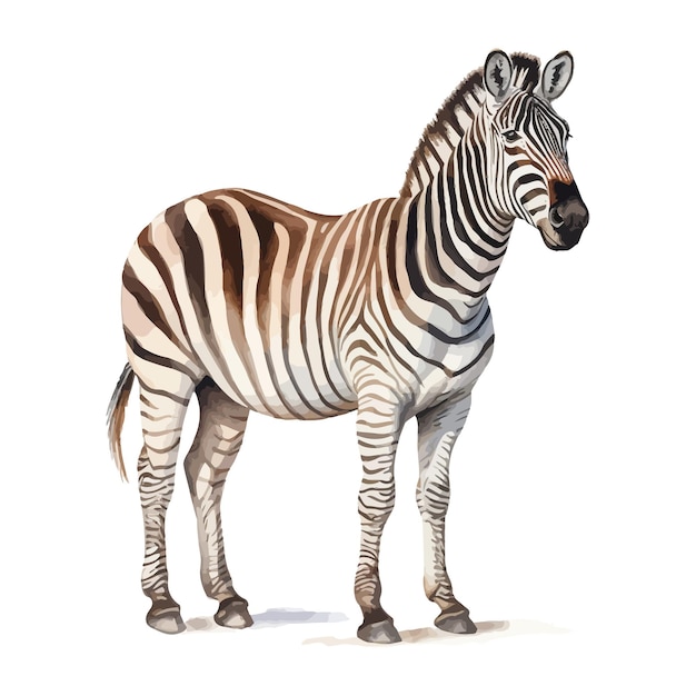 Vector cartoon zebra standing in watercolor painting style