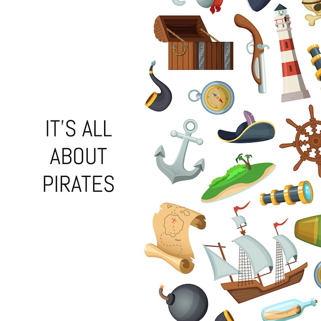 Cartoon zee piraten achtergrond met plaats voor tekst