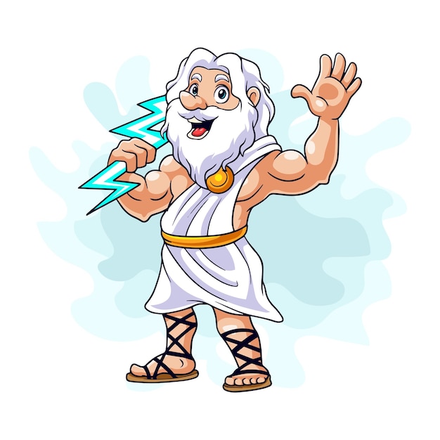 Cartoon zeus on white background