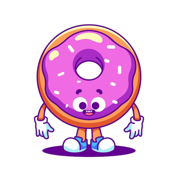 Cartoon zoete donut karakter vector