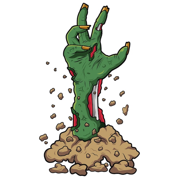 Vector a cartoon of a zombie hand coming out of the ground