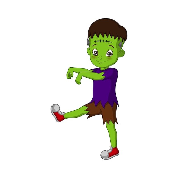 Cartoon zombie jongen geïsoleerd op wit