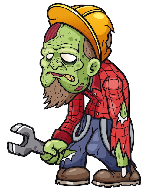 Cartoon zombie-monteur