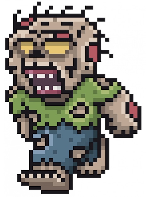 Vector cartoon zombie pixel design