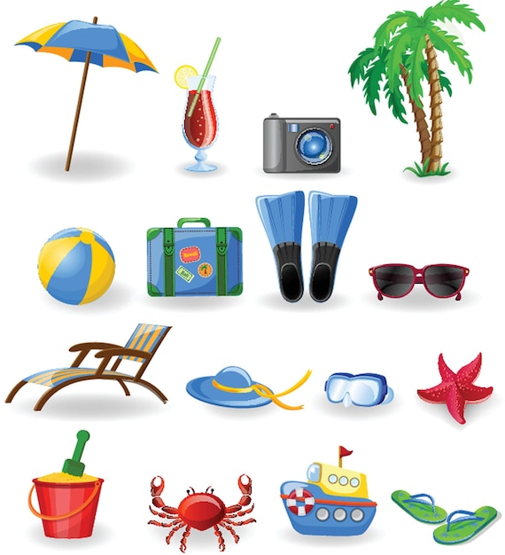 Cartoon zomer elementen reizen strand zomer accessoire