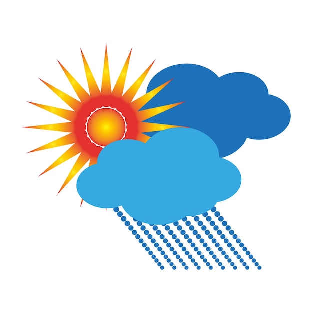 Cartoon zon wolken regen. herfst weer. vector illustratie. voorraad beeld. eps 10.