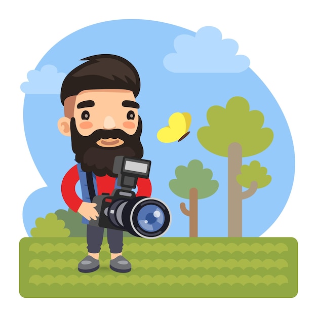 Cartoonfotograaf met camera