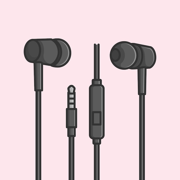 Cartoonish earphones headphone music accessory electronic items vector design