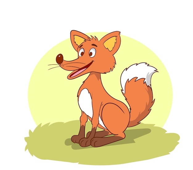cartoonish vector illustration of a cute fox