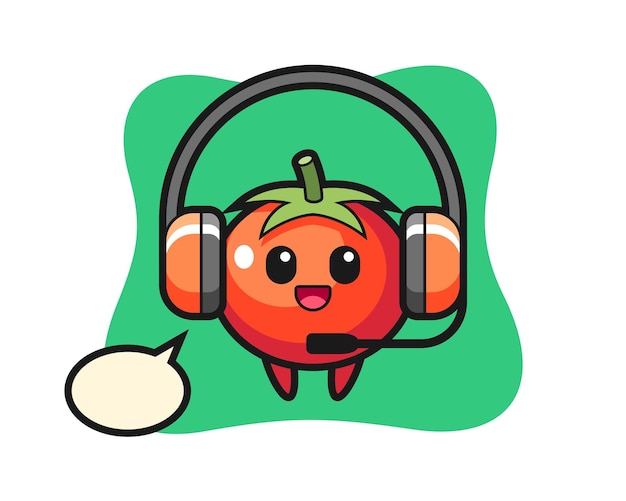 Cartoonmascotte van tomaten als klantenservice