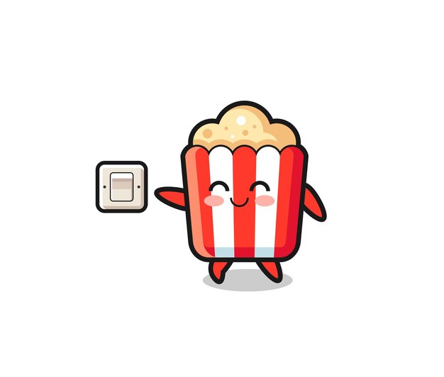 Cartoonpopcorn doet het licht uit, schattig ontwerp