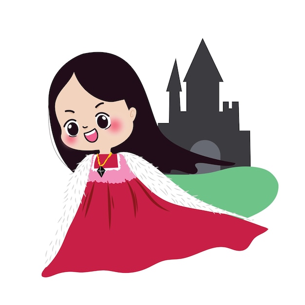 cartoonprinses en kasteel