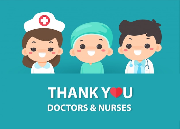Cartoons bedanken de artsen en verpleegsters die hard werken in de strijd tegen het coronavirus.