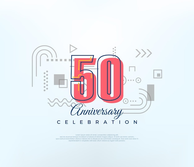생일 현대 벡터 디자인을 축하하기 위해 만화 번호 50 포스터 배너 축하 인사말 프리미엄 벡터