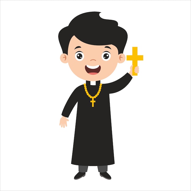 Vector cartoontekening van een priester