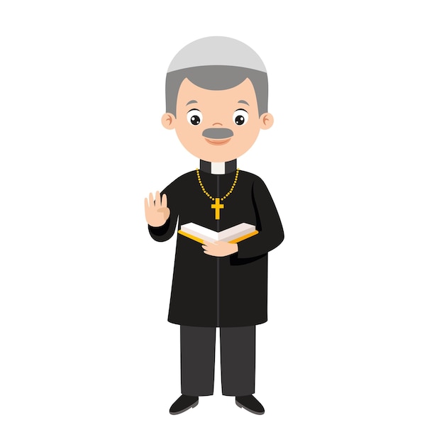 Cartoontekening van een priester