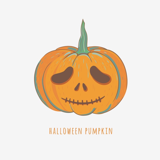 Carved halloween pumpkin cartoon style