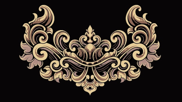 Carved ornament design for background or greeting card in retro classic style, editable colors