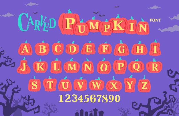 Carved Pumpkin Font Rough Geometric Style Lettering