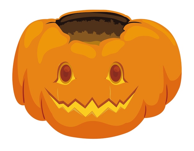 Carved pumpkin with happy face with candle and light inside of It ready for Halloween isolated
