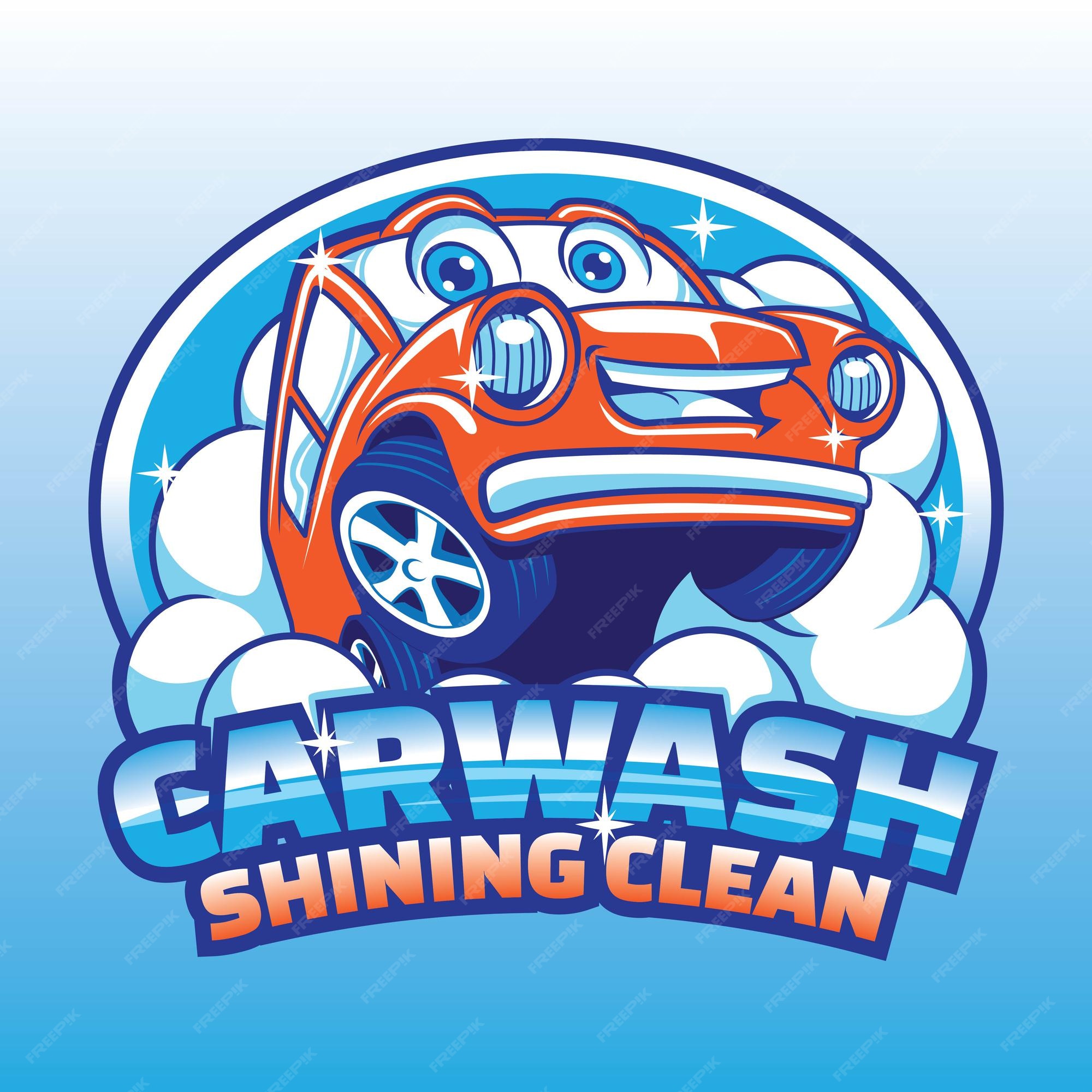 Premium Vector | Carwash cartoon mascot logo design