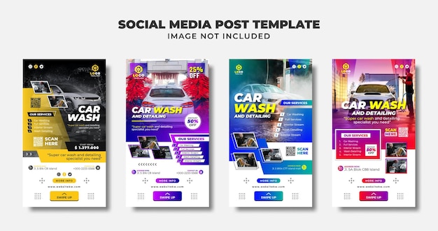Carwash en detaillering van sociale media verhaal flyer en banner sjabloon voor promotie