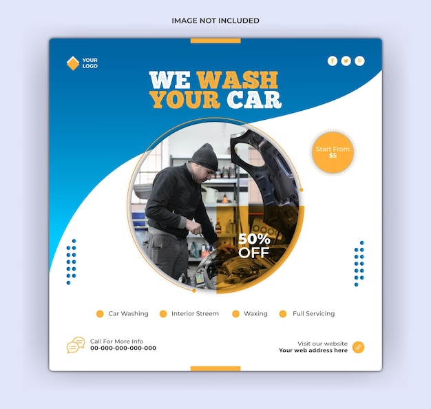 Vector carwash marketing promotionele sociale media post instagram-bannersjabloon.