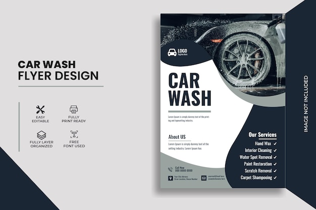 Carwash schone service flyer ontwerpsjabloon huur auto service zakelijke flyer