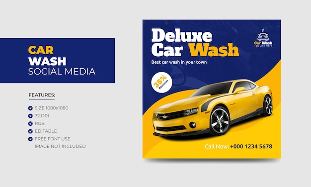 Carwash social media post ontwerpsjabloon Autowasservice social media advertenties banner