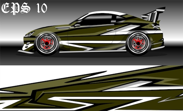 Carwrap ontwerp. Livery-ontwerp voor raceauto. sedan, hatchback. vectorformaat.