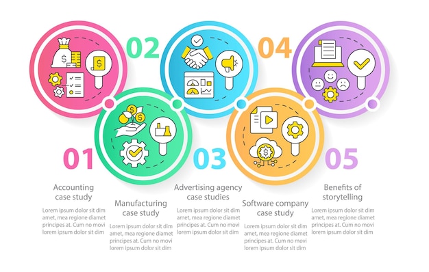 Case studies usage circle infographic template