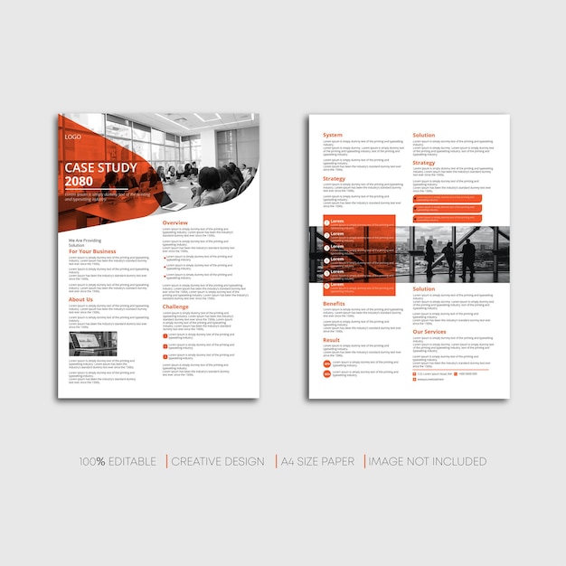 Vector case study a4 flyers sjabloon premium ontwerp