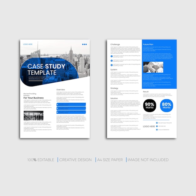 Vector case study a4 flyers template premium design