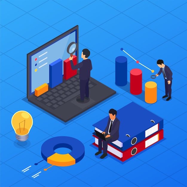 Vector case study composition in isometric view