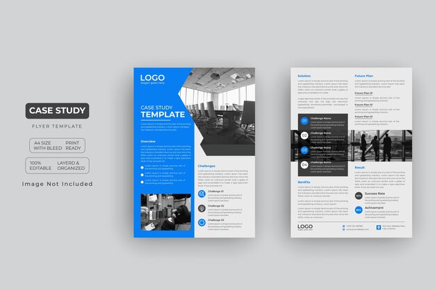 Case study flyer-sjabloon premium vector