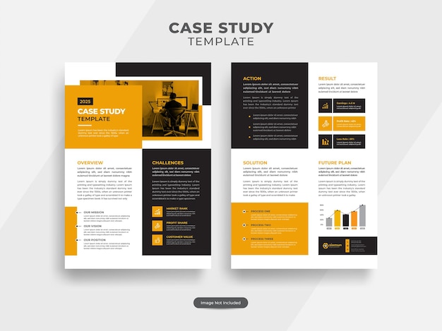 Vector case study flyer template for corporate business or marketing agency with modern and creative design