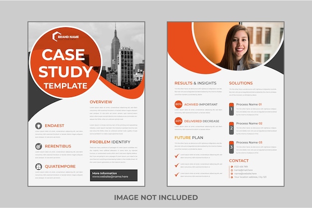 Case study flyer template design for corporate project with mockup