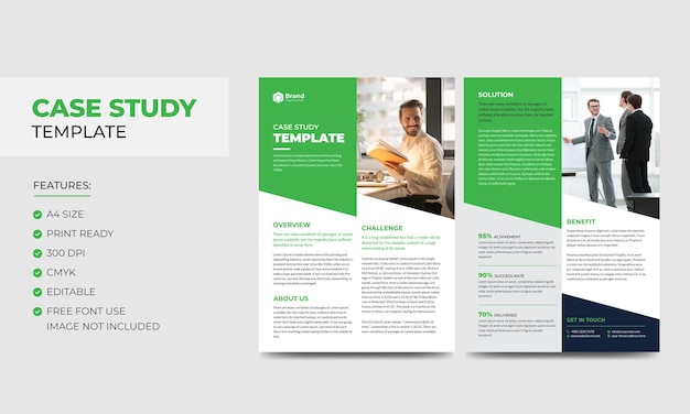 Case study template corporate modern business double side flyer and poster template