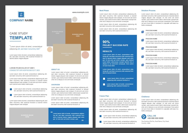 Vector case study template design for your business