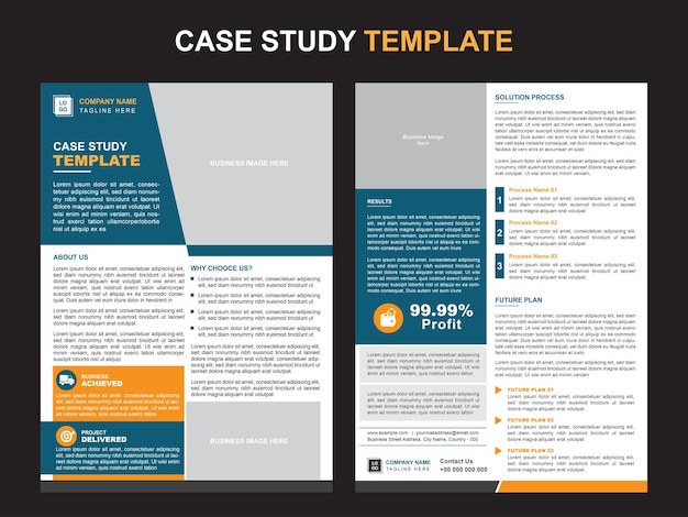 Vector case study template design for your business