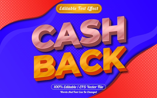 Cash back 3d editable text effect abstract background