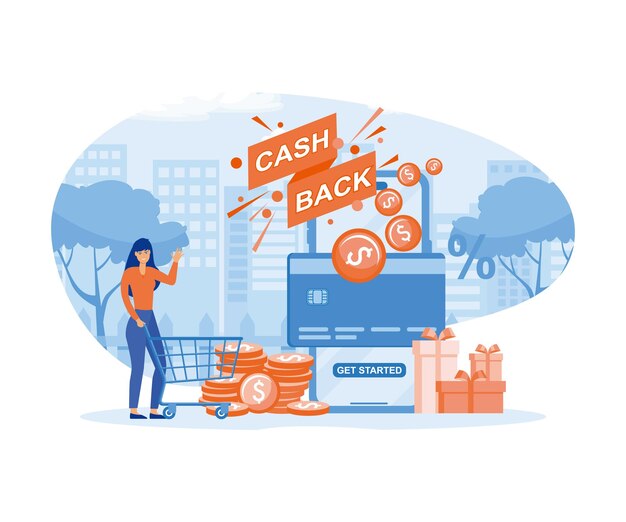 Cash back concept Saving money Refund money service app on smart phone screen Online banking