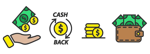 Cash back icon set . vector illustration