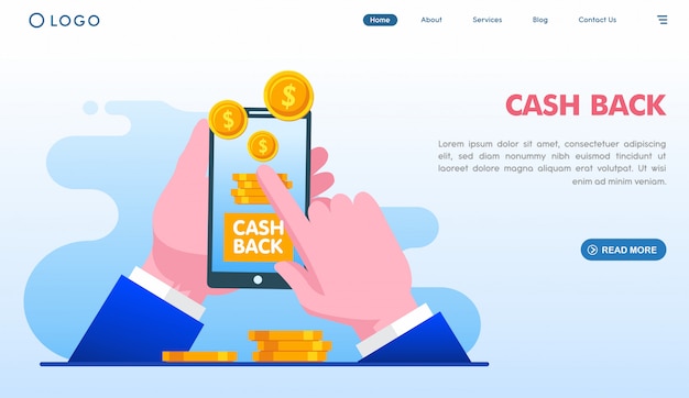 Modello di pagina di destinazione cash back