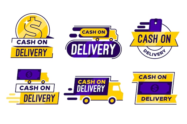 Vector cash on delivery badge collection