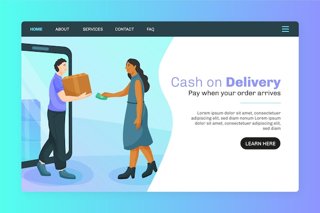 Cash on delivery concept - landing page