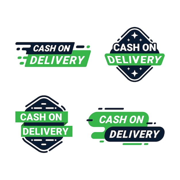 Vector cash on delivery label badges flat